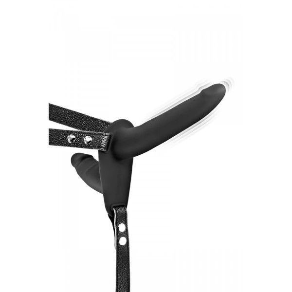 Double gode ceinture vibrant noir USB 
